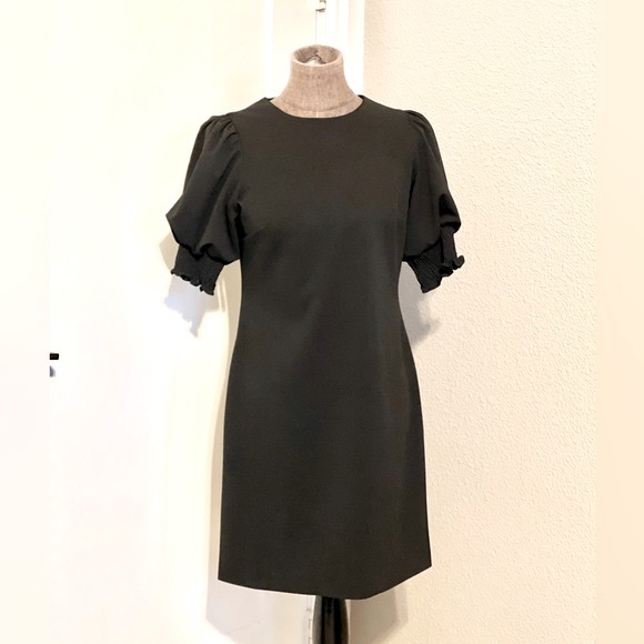 Calvin Klein Smocked Puff Sleeve Sheath Dress 6 - Picture 3 of 9